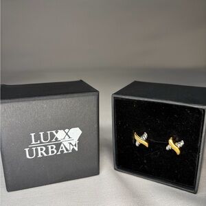 Silver Tone & 18K Yellow Gold Plated Petite X Stud Earrings